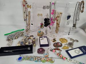 Costume Jewelry Assortment wHolder