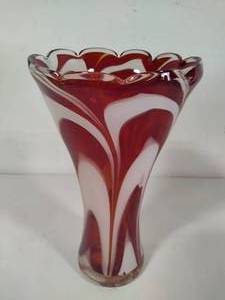 Mid Century Feather Art Glass Vase