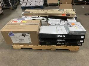 Massive Pallet of Brand Name Misc Faucets, Showers, Fixtures, Towel Bars, Bathroom Fans, Ceiling Fans, Lights, and More **Parts Only** (Great for eBay Sellers)