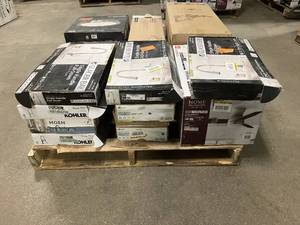 Massive Pallet of Brand Name Misc Faucets, Showers, Fixtures, Towel Bars, Bathroom Fans, Ceiling Fans, Lights, and More Parts Only (Great for eBay Sellers)