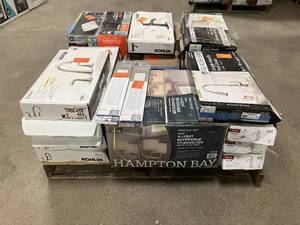 Massive Pallet of Brand Name Misc Faucets, Showers, Fixtures, Towel Bars, Bathroom Fans, Ceiling Fans, Lights, and More Parts Only (Great for eBay Sellers)
