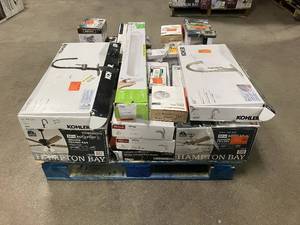 Massive Pallet of Brand Name Misc Faucets, Showers, Fixtures, Towel Bars, Bathroom Fans, Ceiling Fans, Lights, and More Parts Only (Great for eBay Sellers)