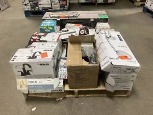 Massive Pallet of Brand Name Misc Faucets, Showers, Fixtures, Towel Bars, Bathroom Fans, Ceiling Fans, Lights, and More Parts Only (Great for eBay Sellers)