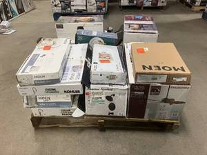 Massive Pallet of Brand Name Misc Faucets, Showers, Fixtures, Towel Bars, Bathroom Fans, Ceiling Fans, Lights, and More Parts Only (Great for eBay Sellers)