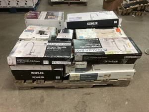 Massive Pallet of Brand Name Misc Faucets, Showers, Fixtures, Towel Bars, Bathroom Fans, Ceiling Fans, Lights, and More Parts Only (Great for eBay Sellers)