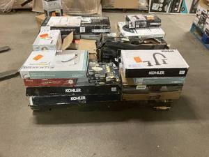 Massive Pallet of Brand Name Misc Faucets, Showers, Fixtures, Towel Bars, Bathroom Fans, Ceiling Fans, Lights, and More Parts Only (Great for eBay Sellers)