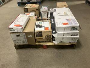 Massive Pallet of Brand Name Misc Faucets, Showers, Fixtures, Towel Bars, Bathroom Fans, Ceiling Fans, Lights, and More Parts Only (Great for eBay Sellers)