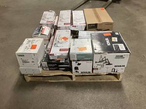 Massive Pallet of Brand Name Misc Faucets, Showers, Fixtures, Towel Bars, Bathroom Fans, Ceiling Fans, Lights, and More Parts Only (Great for eBay Sellers)