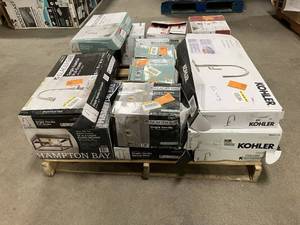 Massive Pallet of Brand Name Misc Faucets, Showers, Fixtures, Towel Bars, Bathroom Fans, Ceiling Fans, Lights, and More Parts Only (Great for eBay Sellers)