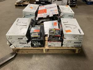 Massive Pallet of Brand Name Misc Faucets, Showers, Fixtures, Towel Bars, Bathroom Fans, Ceiling Fans, Lights, and More Parts Only (Great for eBay Sellers)