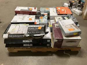 Massive Pallet of Brand Name Misc Faucets, Showers, Fixtures, Towel Bars, Bathroom Fans, Ceiling Fans, Lights, and More Parts Only (Great for eBay Sellers)