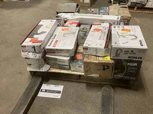Massive Pallet of Brand Name Misc Faucets, Showers, Fixtures, Towel Bars, Bathroom Fans, Ceiling Fans, Lights, and More Parts Only (Great for eBay Sellers)