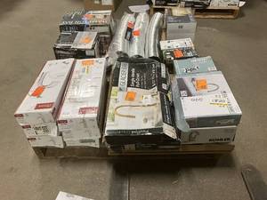 Massive Pallet of Brand Name Misc Faucets, Showers, Fixtures, Towel Bars, Bathroom Fans, Ceiling Fans, Lights, and More Parts Only (Great for eBay Sellers)