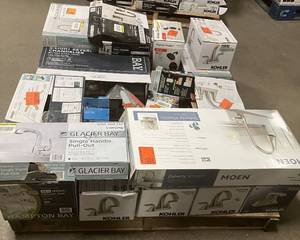 Massive Pallet of Brand Name Misc Faucets, Showers, Fixtures, Towel Bars, Bathroom Fans, Ceiling Fans, Lights, and More Parts Only (Great for eBay Sellers)