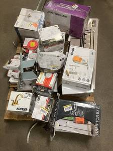 Massive Pallet of Brand Name Misc Faucets, Showers, Fixtures, Towel Bars, Bathroom Fans, Ceiling Fans, Lights, and More Parts Only (Great for eBay Sellers)