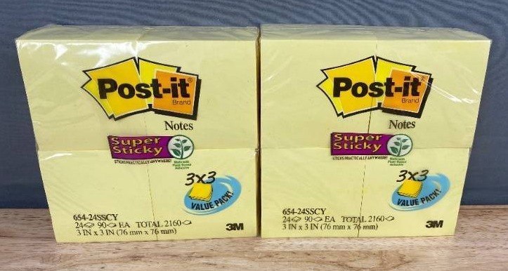 2 Post-it Notes Super Sticky 3x3 Value Pack $38 Retail - Brand New