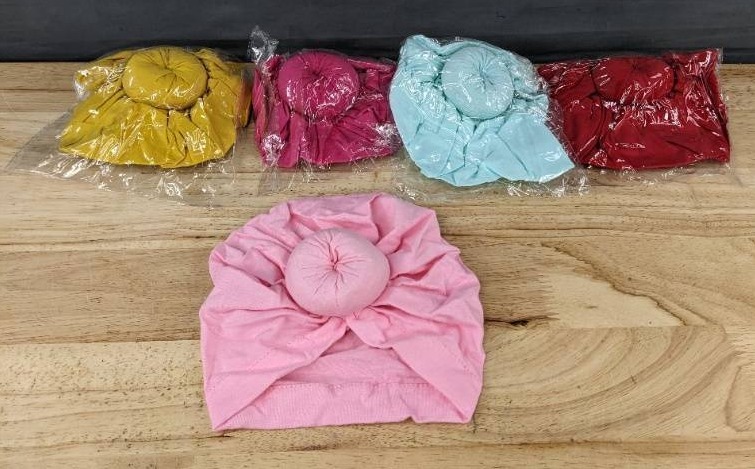 Baby Turban Hats Donut Caps, Assorted Colors, 5 Pack - Brand New