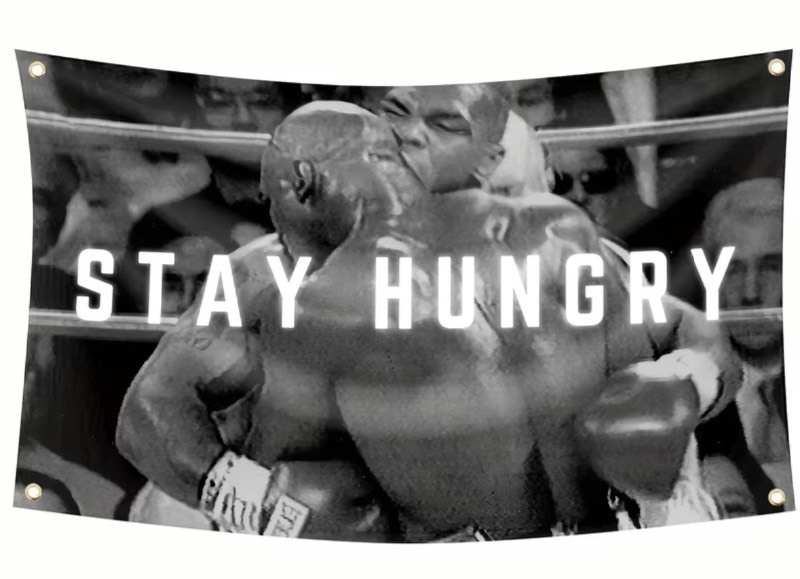 STAY HUNGRY Mike Tyson & Evander Holyfield 3 x 5 Motivational Flag - Brand New Q