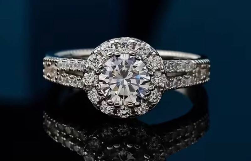 2 Carat Moissanite Silver Plated Engagement Promise Ring, Size 9 - Brand New