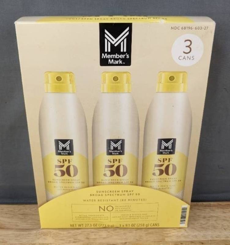 Members Mark SPF 50 Sunscreen Sprays, 3 Pack - Brand New