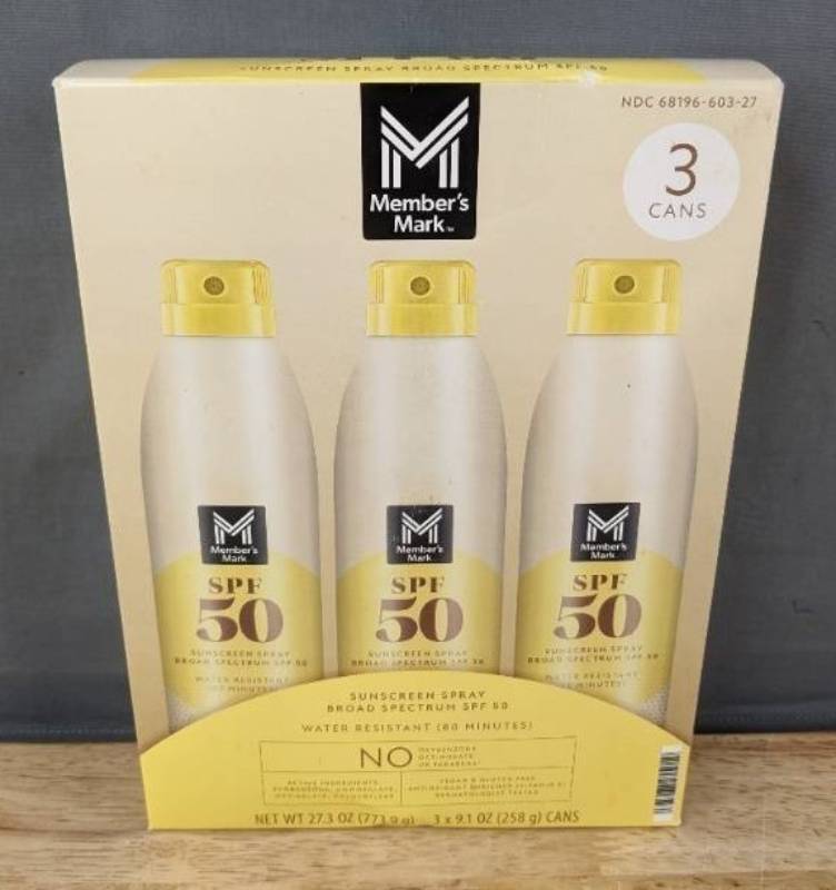 Members Mark SPF 50 Sunscreen Sprays, 3 Pack - Brand New