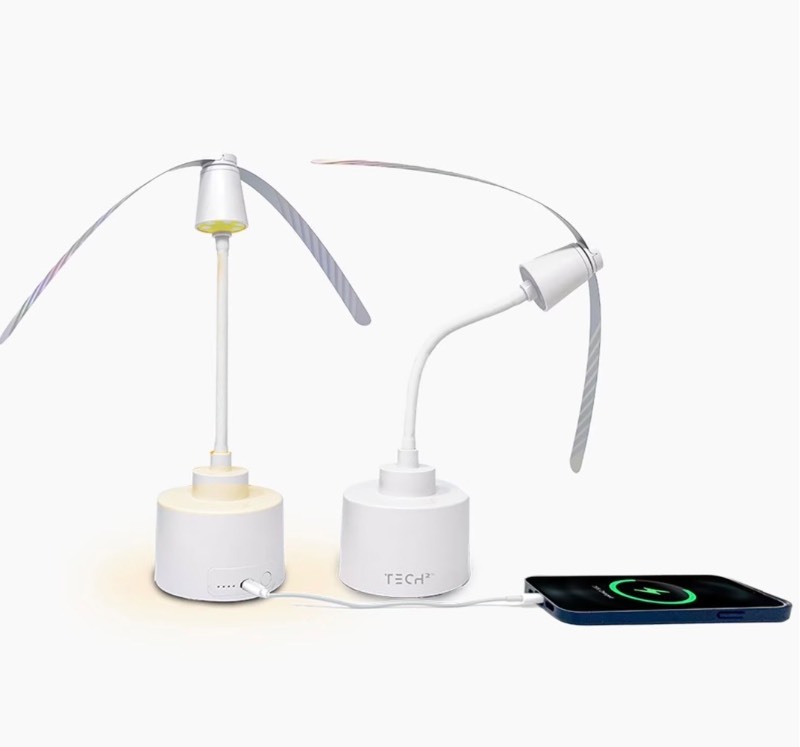 Tech2 Fly Fan with Integrated Light and Charging, 2 Pack, $45 Retail - Brand New