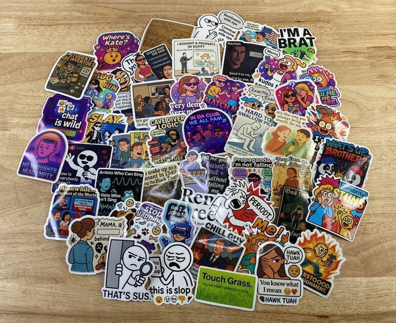 50 Humorous Novelty Cartoon Stickers - Brand New