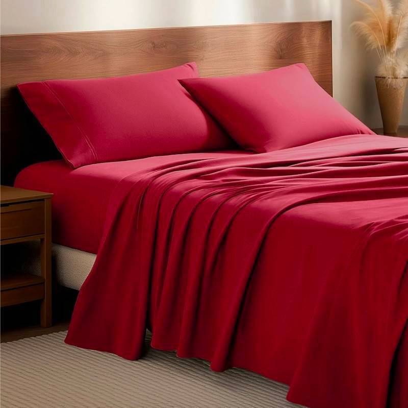 Bare Home Luxury Cotton Flannel Full Sheet Set, Red - $85.99 Retail - Brand New