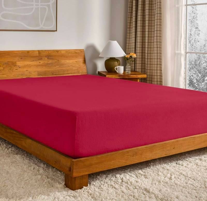 Bare Home Queen Red Flannel Fitted Sheet - $60.99 Retail - Brand New