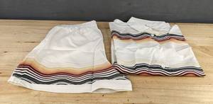 Wavy Stripe Womens Short Sleeve Button Up Shirt and Short Set Size M - Brand New