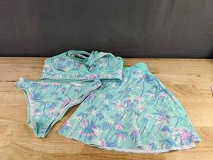 Palm Tree Three Piece Bathing Suit - Womens Medium - Brand New