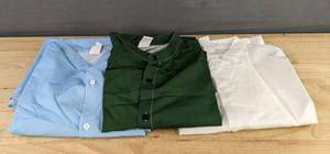 3 Mens Short Sleeve Button Up Dress Shirts - Green, White, Blue - Size 3XL Brand New