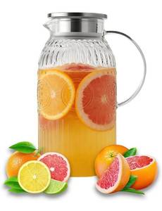 Vintage Style 68 oz Glass Pitcher with Lid - Brand New