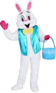 Easter Bunny Costume Unisex Adult Onesie Plush Rabbit Mascot With Vest Jumpsuit - Brand New
