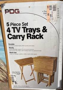 PDG 5 Piece Set 4 TV Trays & Carry Rack S