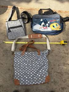 Looney Tunes Bag, Grey Floral Tote & Polka Dot Tote S