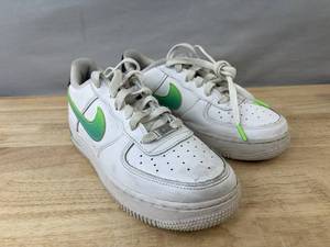 Nike Air Force 1 Youth Size 5 Shoes - White with Green S