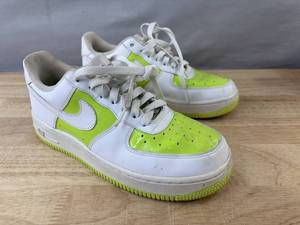 Nike Air Force 1 Low White Neon Lime Shoes, Womens Size 7 S