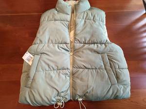 Fresh Sage & Dust Womens Puffer Vest, Size Medium - Brand New S