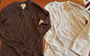 Roebuck & Co Mens Henley Thermal Long Sleeve Shirts, Size Medium S