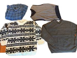 Mens Clothing Lambswool Sweater, Sweater Vest, Plain Flannel Shirt, Wool V Neck Sweater S