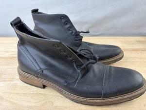 Black Leather Lace-Up Dress Boots - Mens Size 12 S