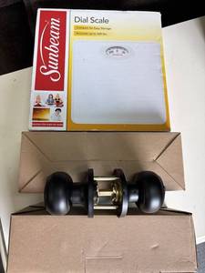 Sunbeam SAB700-01 Dial Bathroom Scale, 1 Brand New Locked Doorknob with Matching Set of 3 Deadbolts S