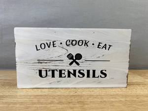 Distressed Finish Utensil Holder 10.5 X 4.75 X 5.5 in - Brand New