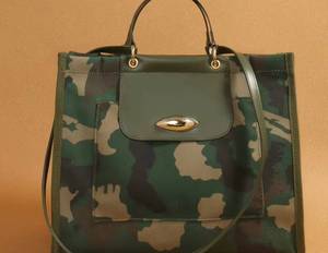 Green and Brown Camouflage Tote Purse 12.8 x 10.4 x 5.7 - Brand New