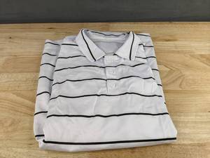 Collared Mens Long Sleeve White with Black Stripes Shirt Size Large - Brand New