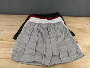 4 Womens Elastic Waist Shorts Size Medium, White, Black, Red, Grey - Brand New