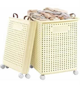 OURELARIELLE Rolling Folding Laundry Basket - Brand New