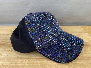 Rhinestone Adjustable Black Baseball Cap - Brand New
