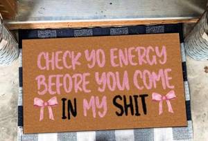 Novelty Pink Bow Doormat 15.5 X 23.5 - Brand New